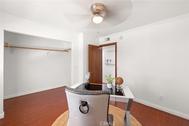 22824 Hilton Head Dr Unit 87, Diamond Bar, CA 91765 - home office with a ceiling fan and wood finished floors