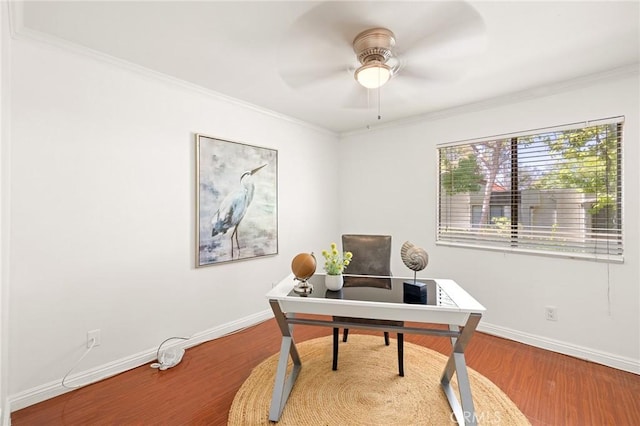 22824 Hilton Head Dr Unit 87, Diamond Bar, CA 91765 - office featuring wood finished floors, a ceiling fan, and ornamental molding