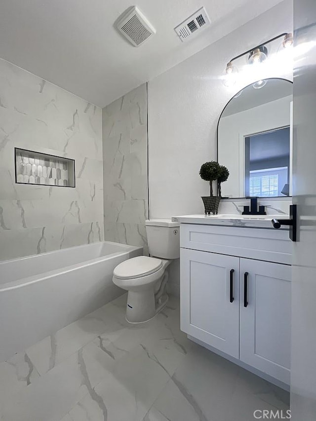 8810 Hewitt Pl Unit 2, Garden Grove, CA 92844 - bathroom featuring marble look tiles, vanity, and shower / tub combination