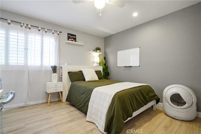 18230 Oxnard St Unit 110, Tarzana, CA 91356 - bedroom featuring wood finished floors, ceiling fan, and recessed lighting
