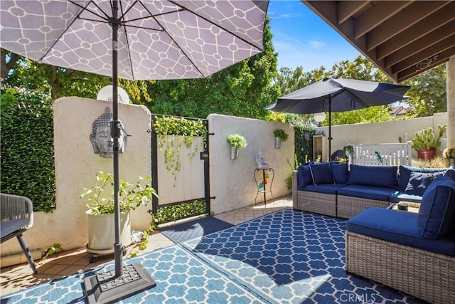 18230 Oxnard St Unit 110, Tarzana, CA 91356 - view of patio / terrace with outdoor lounge area and a gate