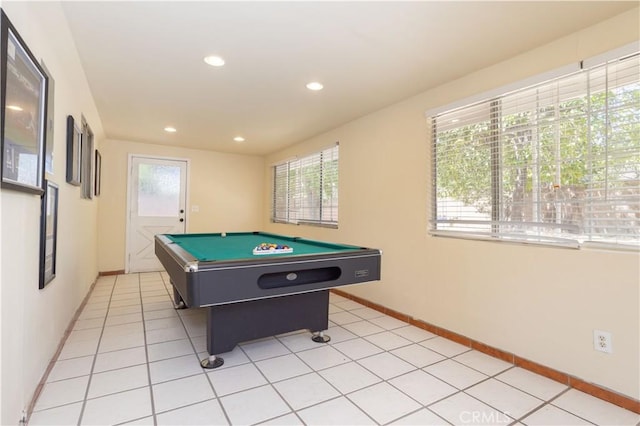 8825 Sophia Ave, North Hills, CA 91343 - rec room with plenty of natural light, billiards, recessed lighting, and light tile patterned floors