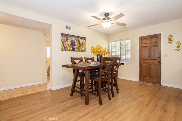 8825 Sophia Ave, North Hills, CA 91343 - dining space featuring light wood-style flooring and ceiling fan