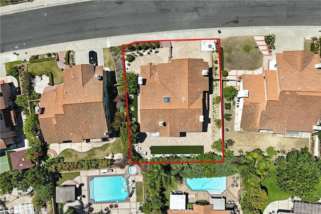 20455 Via Canarias, Yorba Linda, CA 92887 - aerial view of property's location with property boundaries highlighted and a pool