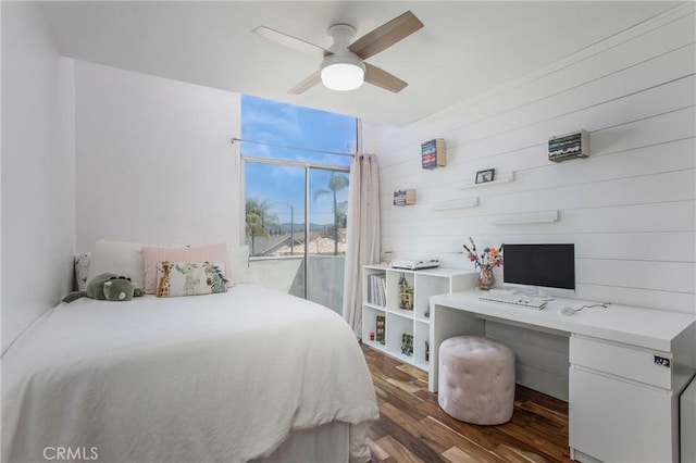 25632 Adriana St, Mission Viejo, CA 92691 - bedroom featuring dark wood finished floors, a desk, and a ceiling fan