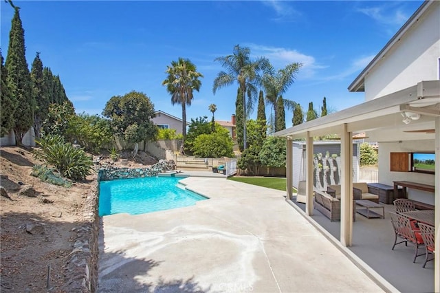 25632 Adriana St, Mission Viejo, CA 92691 - view of swimming pool featuring a patio area, outdoor lounge area, and a fenced backyard