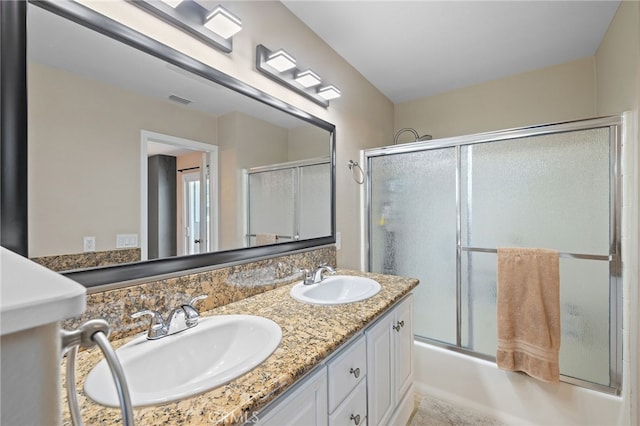 2115 Kathryn Way, Placentia, CA 92870 - full bathroom with double vanity and shower / bath combination with glass door