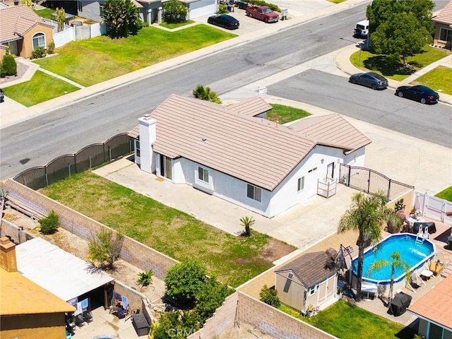1421 Wildflower St, Rialto, CA 92377 - aerial view of property and surrounding area with a pool