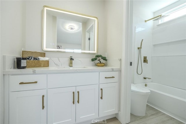 1421 Wildflower St, Rialto, CA 92377 - full bath with vanity,  shower combination, and wood finished floors