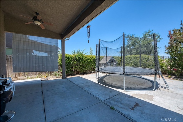 6626 W Alluvial Ave, Fresno, CA 93722 - view of patio / terrace with a trampoline and ceiling fan