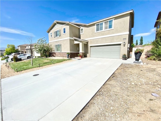 1011 Balsam St, Calimesa, CA 92320 - view of front of property featuring stucco siding, an attached garage, concrete driveway, and a front yard