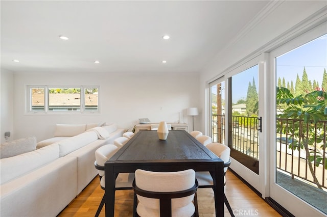 3407 Huxley St Unit 31, Los Angeles, CA 90027 - dining room with plenty of natural light, light wood finished floors, and recessed lighting
