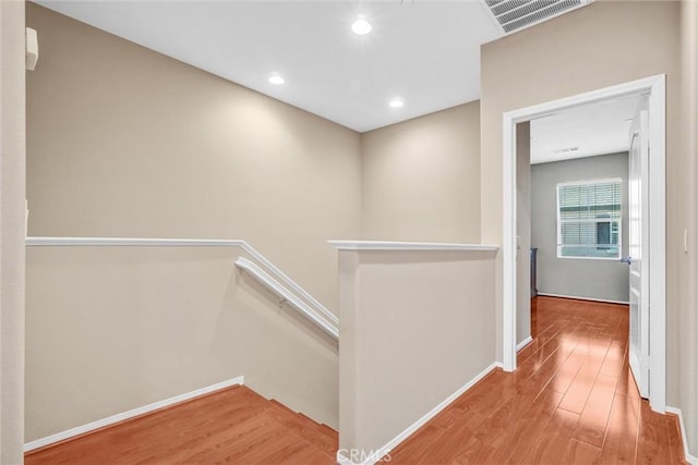 2019 Arnold Way, Fullerton, CA 92833 - corridor featuring an upstairs landing, wood finished floors, and recessed lighting