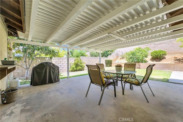1135 Hampton Ct, San Dimas, CA 91773 - fenced backyard featuring area for grilling, outdoor dining area, and a patio area