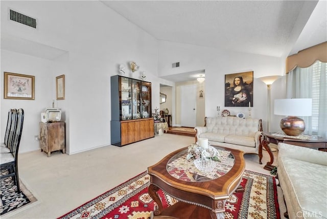 1135 Hampton Ct, San Dimas, CA 91773 - living area featuring vaulted ceiling and carpet