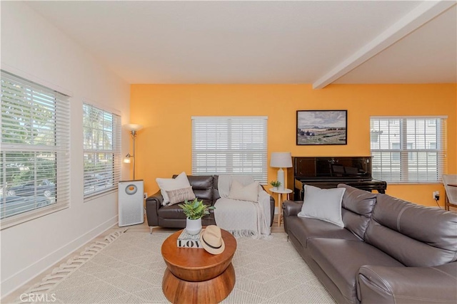 15034 Ocaso Ave, La Mirada, CA 90638 - living area with healthy amount of natural light and beam ceiling