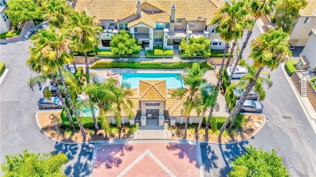 15034 Ocaso Ave, La Mirada, CA 90638 - aerial view of property and surrounding area featuring a pool