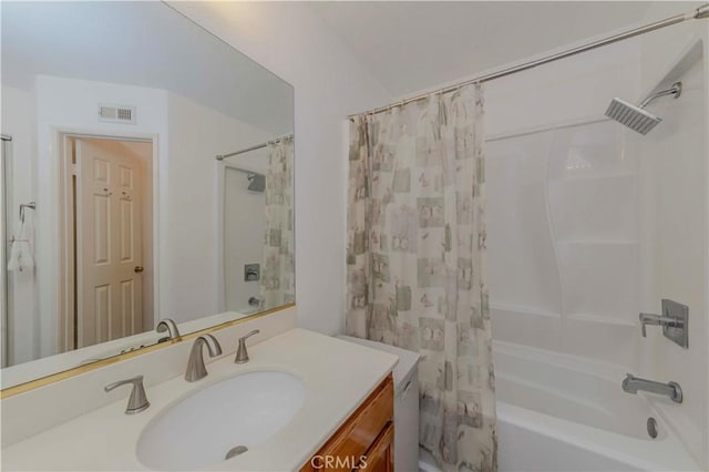 15034 Ocaso Ave, La Mirada, CA 90638 - bathroom featuring shower / bath combo with shower curtain and vanity