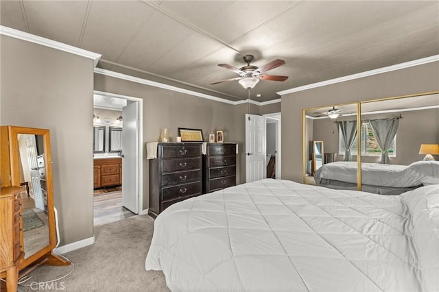 41050 Mohawk Cir, Cherry Valley, CA 92223 - carpeted bedroom featuring a ceiling fan and crown molding