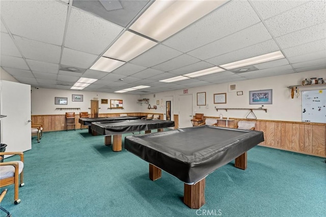 41050 Mohawk Cir, Cherry Valley, CA 92223 - playroom featuring carpet flooring, a paneled ceiling, and billiards table