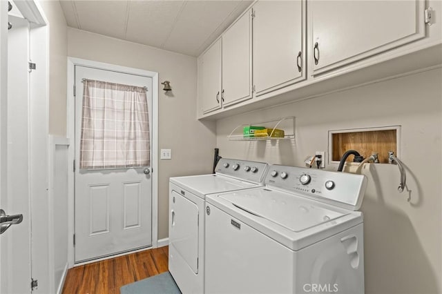 41050 Mohawk Cir, Cherry Valley, CA 92223 - laundry room with cabinet space, separate washer and dryer, and dark wood-type flooring