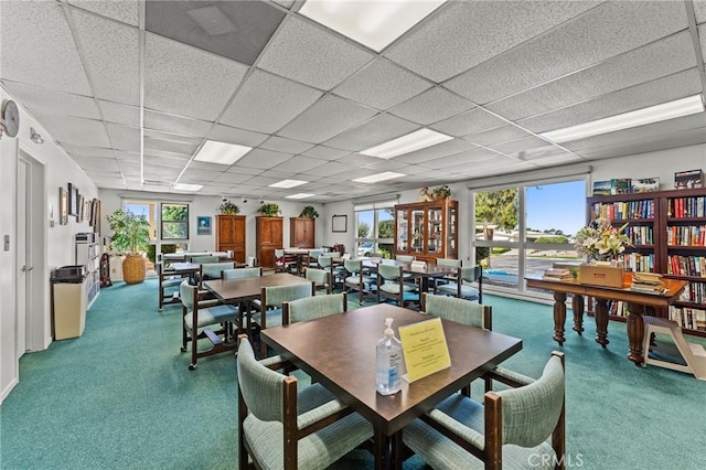 41050 Mohawk Cir, Cherry Valley, CA 92223 - carpeted dining area featuring a drop ceiling and plenty of natural light