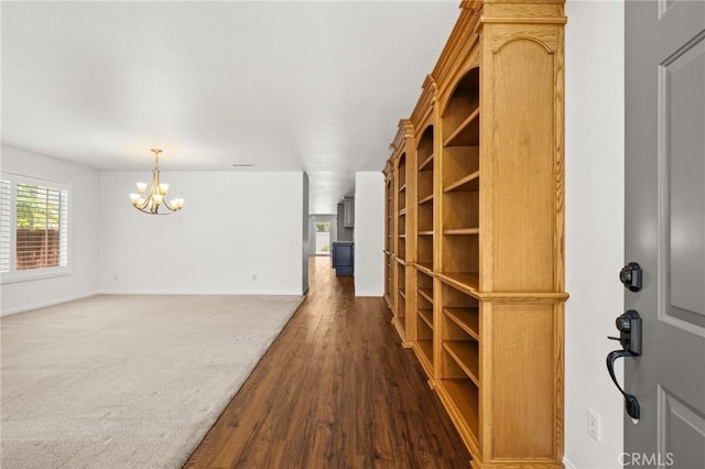 1167 Belridge Pl, Corona, CA 92881 - unfurnished living room with a chandelier and wood finished floors