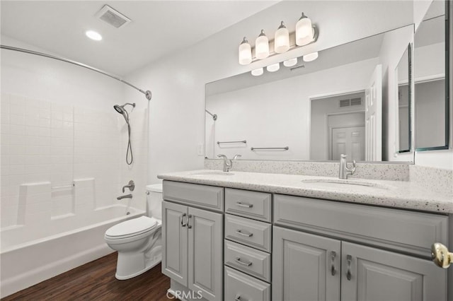 1167 Belridge Pl, Corona, CA 92881 - bathroom featuring double vanity, wood finished floors, and bathtub / shower combination