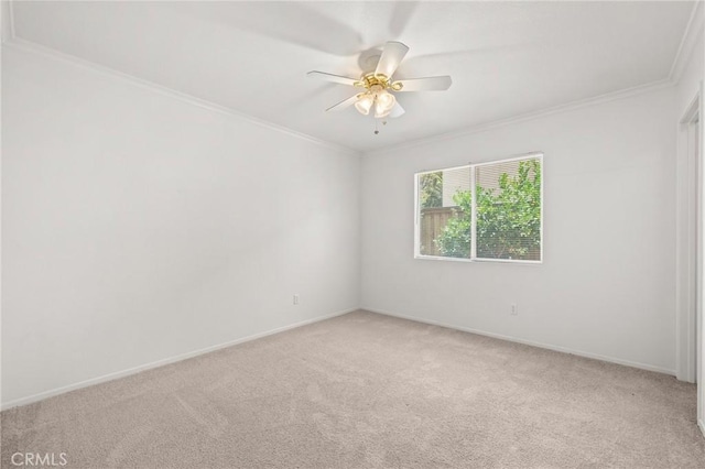 1167 Belridge Pl, Corona, CA 92881 - empty room with light colored carpet, a ceiling fan, and ornamental molding