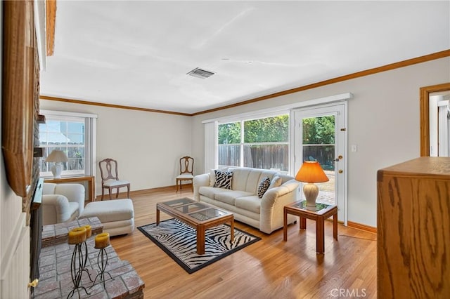 15747 Addison St, Encino, CA 91436 - living area featuring crown molding and light wood-style floors