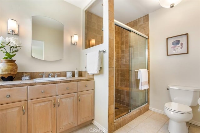 4320 W Kling St Unit 27, Burbank, CA 91505 - full bathroom with vanity, a stall shower, and tile patterned floors