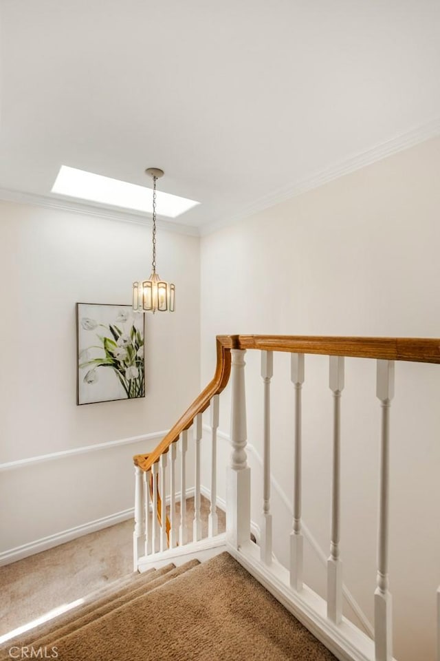 4320 W Kling St Unit 27, Burbank, CA 91505 - stairway with carpet, crown molding, and a chandelier