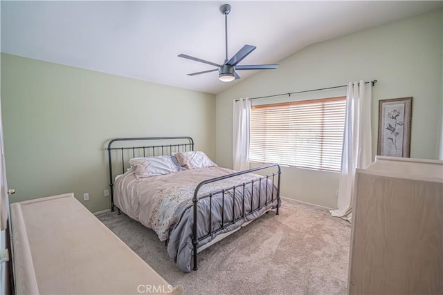 25868 Hammet Cir, Stevenson Ranch, CA 91381 - carpeted bedroom with vaulted ceiling and a ceiling fan