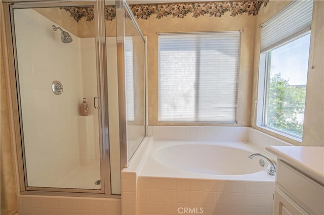25868 Hammet Cir, Stevenson Ranch, CA 91381 - full bathroom featuring a garden tub, vanity, and a shower stall