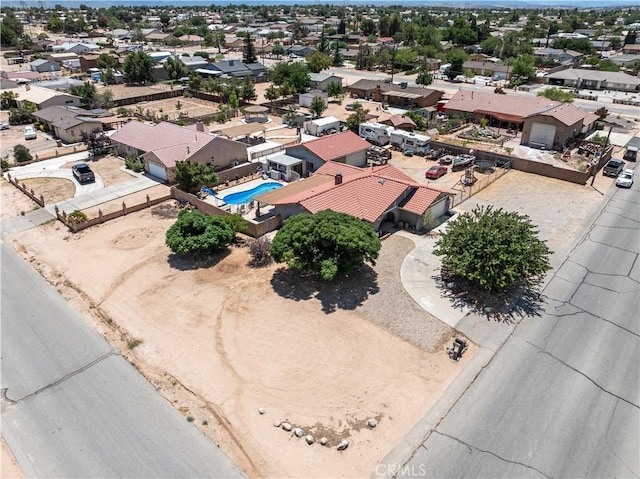 18043 Preston St, Hesperia, CA 92345 - aerial perspective of suburban area featuring a pool