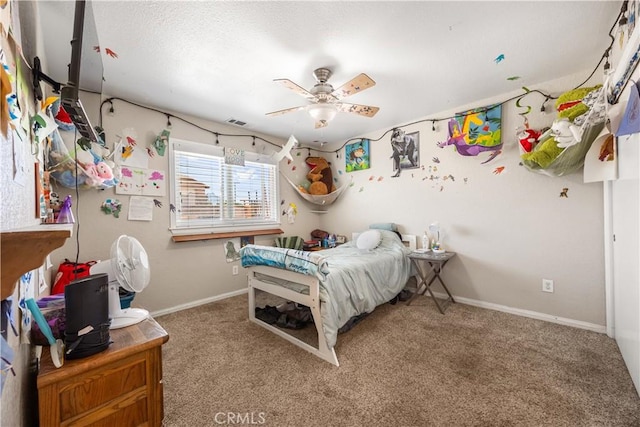 18043 Preston St, Hesperia, CA 92345 - carpeted bedroom with baseboards and ceiling fan