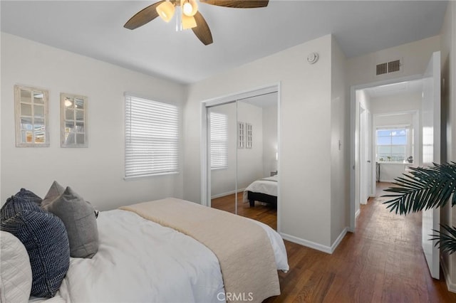 5527 Elmbank Rd, Rancho Palos Verdes, CA 90275 - bedroom featuring wood finished floors, a closet, and a ceiling fan