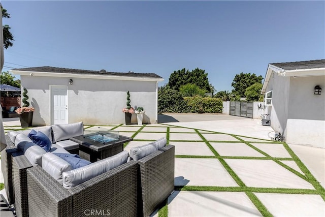 16652 Itasca St, Northridge, CA 91343 - view of patio with an outdoor living space with a fire pit