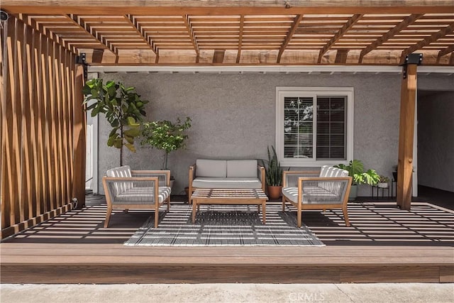 26616 Balerna Dr, Saugus, CA 91350 - view of patio / terrace with an outdoor hangout area and a pergola