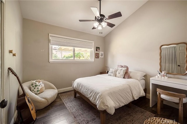 26616 Balerna Dr, Saugus, CA 91350 - bedroom with lofted ceiling, wood finished floors, and a ceiling fan