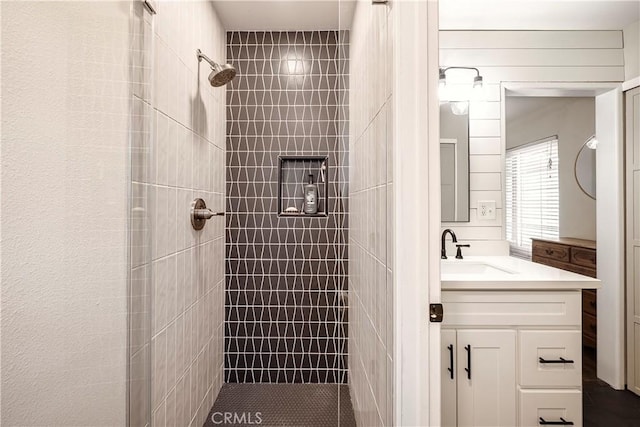 26616 Balerna Dr, Saugus, CA 91350 - bathroom with tiled shower and vanity