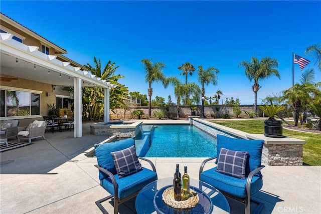3959 Paseo Ln, Cresta, Corona, CA 92881 - view of pool featuring a patio area, a fenced backyard, and a pool with connected hot tub