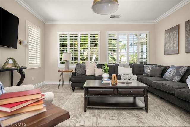 3959 Paseo Ln, Cresta, Corona, CA 92881 - living area featuring ornamental molding and light colored carpet