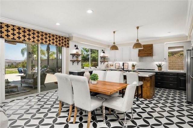 3959 Paseo Ln, Cresta, Corona, CA 92881 - dining space with light floors, ornamental molding, and recessed lighting