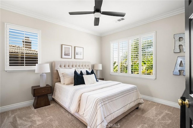 3959 Paseo Ln, Cresta, Corona, CA 92881 - carpeted bedroom with ornamental molding and ceiling fan