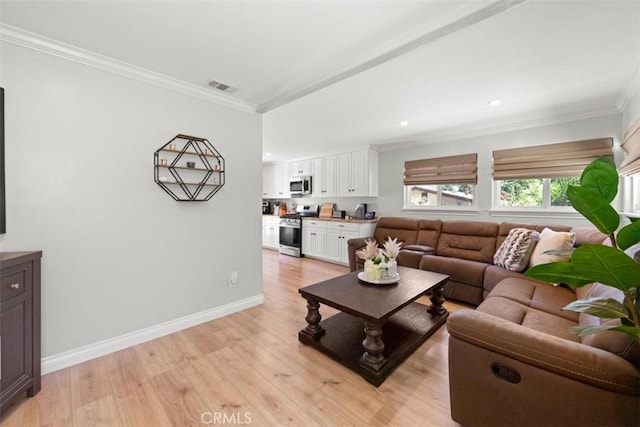 1151 El Camino Real, Simi Valley, CA 93063 - living area featuring ornamental molding, light wood-style flooring, and recessed lighting