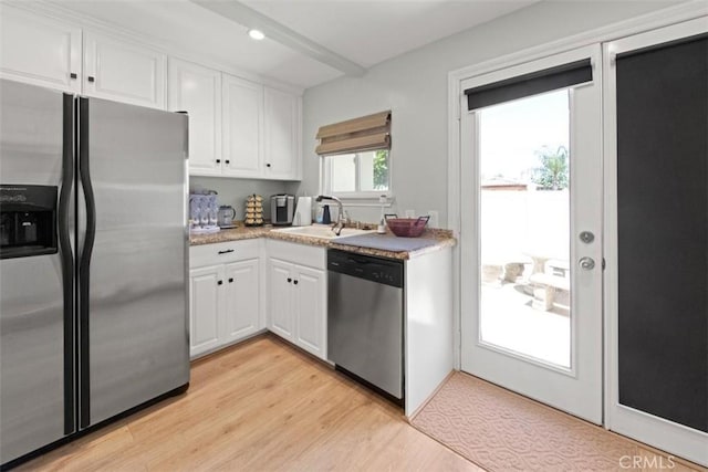 1151 El Camino Real, Simi Valley, CA 93063 - kitchen featuring stainless steel appliances, light wood finished floors, white cabinetry, light countertops, and recessed lighting