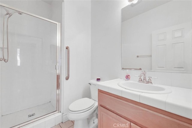 16461 Medinah St, Fontana, CA 92336 - full bathroom featuring vanity, a stall shower, and tile patterned flooring