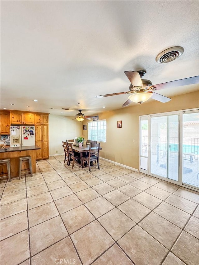 741 Ocotillo Rd, Blythe, CA 92225 - dining room featuring a ceiling fan, light tile patterned floors, and recessed lighting