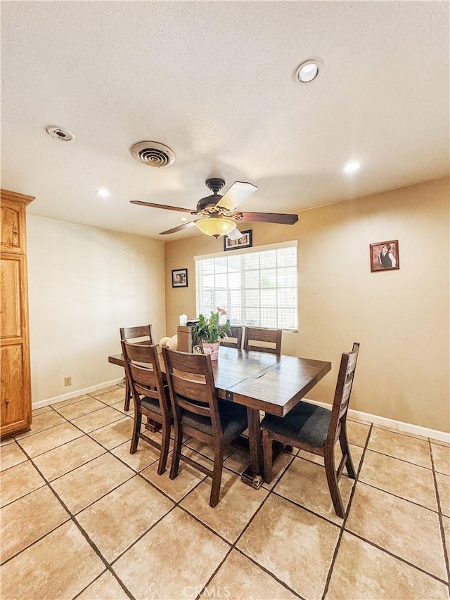 741 Ocotillo Rd, Blythe, CA 92225 - dining room featuring a ceiling fan, recessed lighting, and light tile patterned floors